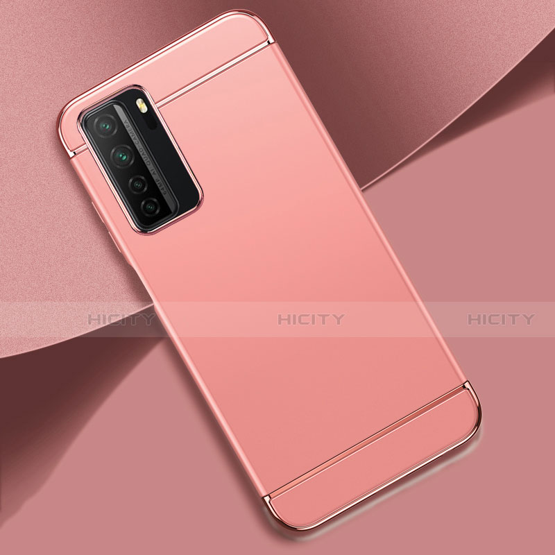 Schutzhülle Luxus Metall Rahmen und Kunststoff Schutzhülle Tasche T01 für Huawei Nova 7 SE 5G Rosegold Plus