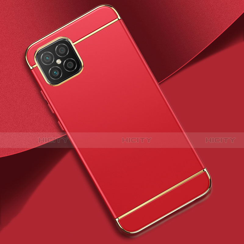 Schutzhülle Luxus Metall Rahmen und Kunststoff Schutzhülle Tasche T01 für Huawei Nova 8 SE 5G Rot