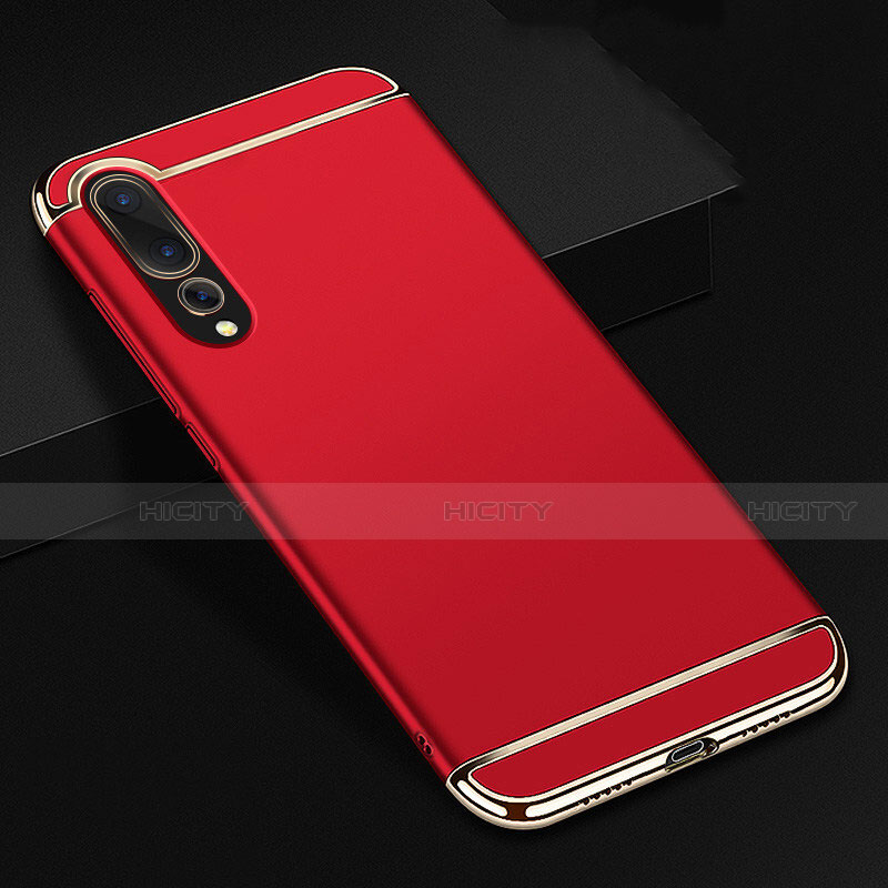 Schutzhülle Luxus Metall Rahmen und Kunststoff Schutzhülle Tasche T01 für Huawei P20 Pro Rot