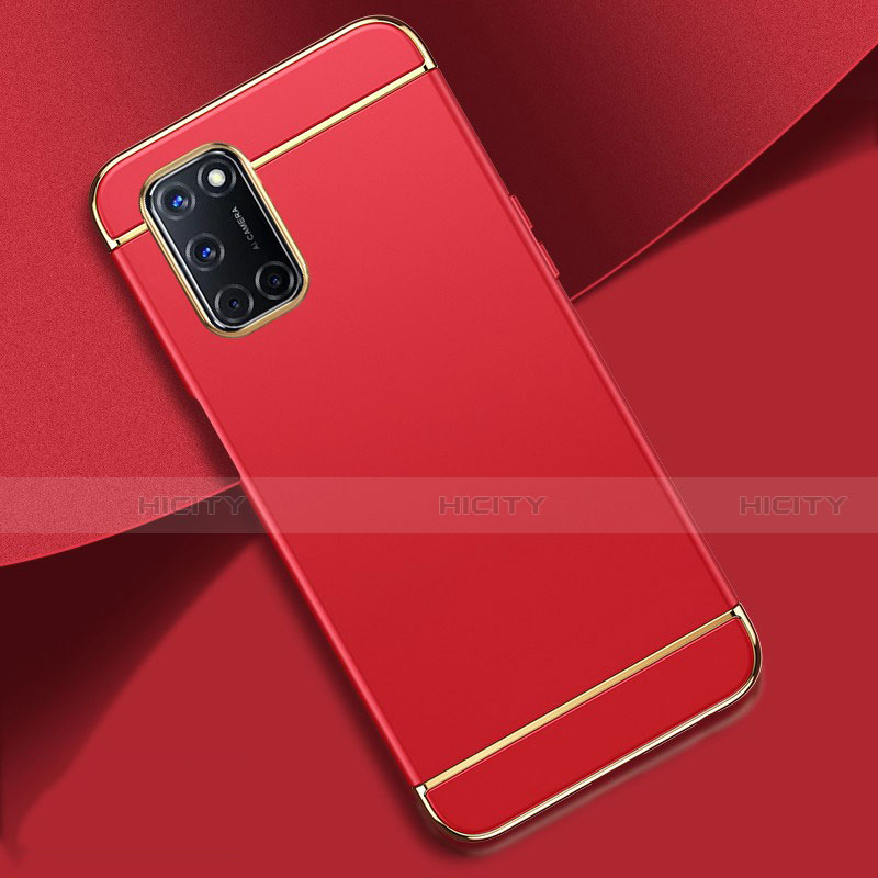 Schutzhülle Luxus Metall Rahmen und Kunststoff Schutzhülle Tasche T01 für Oppo A72 Rot Plus