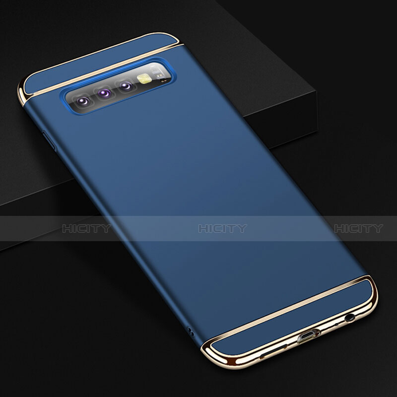 Schutzhülle Luxus Metall Rahmen und Kunststoff Schutzhülle Tasche T01 für Samsung Galaxy S10 5G Blau