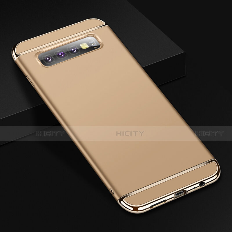 Schutzhülle Luxus Metall Rahmen und Kunststoff Schutzhülle Tasche T01 für Samsung Galaxy S10 5G Gold