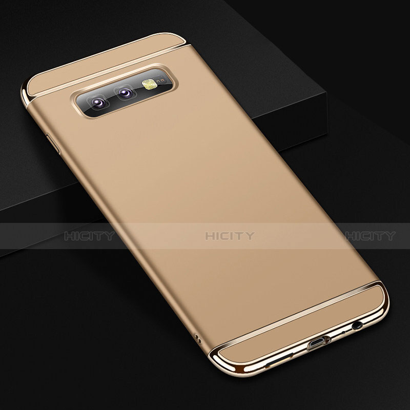 Schutzhülle Luxus Metall Rahmen und Kunststoff Schutzhülle Tasche T01 für Samsung Galaxy S10e Gold