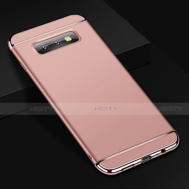 Schutzhülle Luxus Metall Rahmen und Kunststoff Schutzhülle Tasche T01 für Samsung Galaxy S10e Rosegold