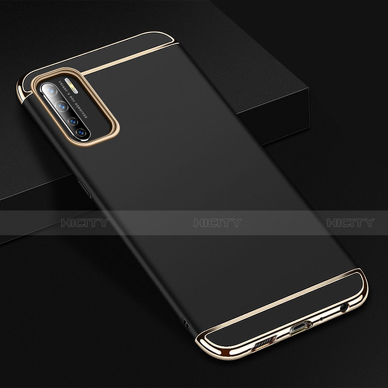 Schutzhülle Luxus Metall Rahmen und Kunststoff Schutzhülle Tasche T02 für Oppo K7 5G Schwarz