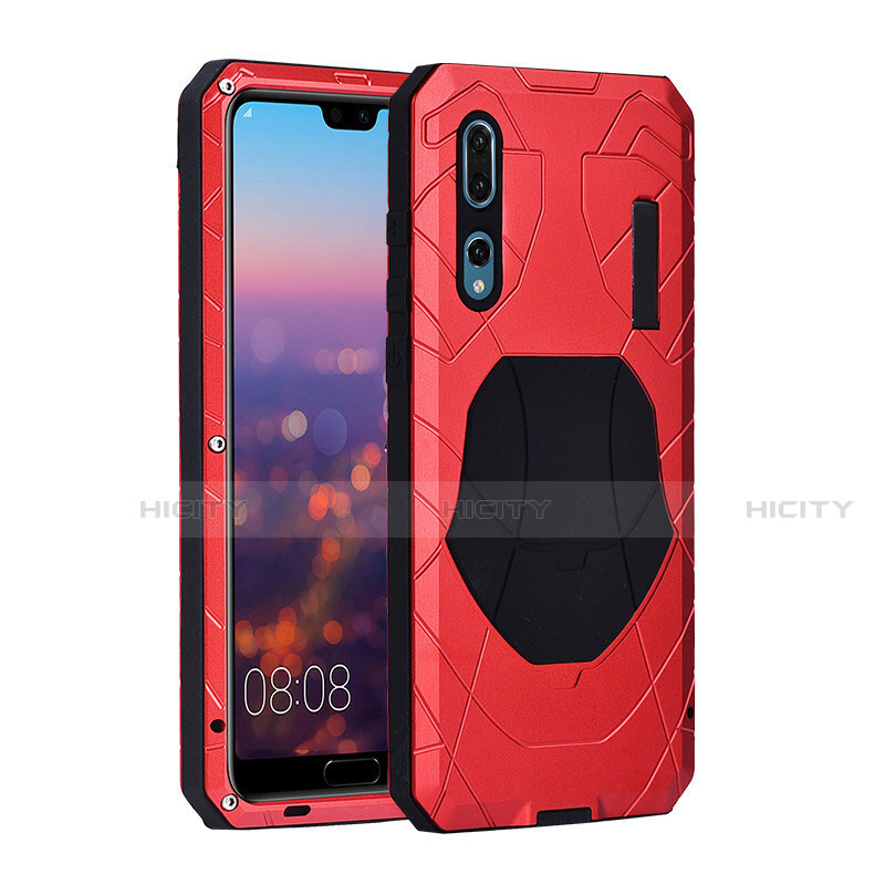 Schutzhülle Luxus Metall Rahmen und Silikon Schutzhülle Tasche K01 für Huawei P20 Pro Rot Plus