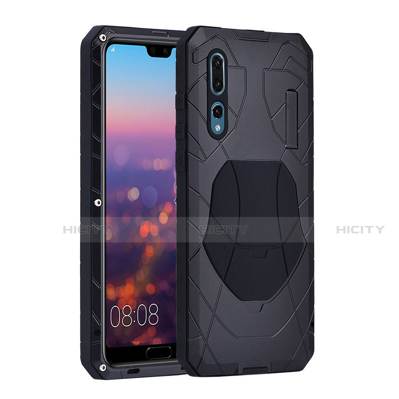 Schutzhülle Luxus Metall Rahmen und Silikon Schutzhülle Tasche K01 für Huawei P20 Pro Schwarz