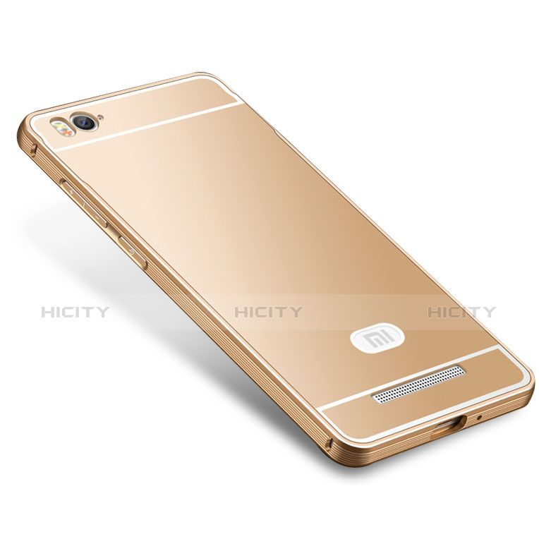 Schutzhülle Luxus Metall Rahmen und Silikon Schutzhülle Tasche M01 für Xiaomi Mi 4C Gold