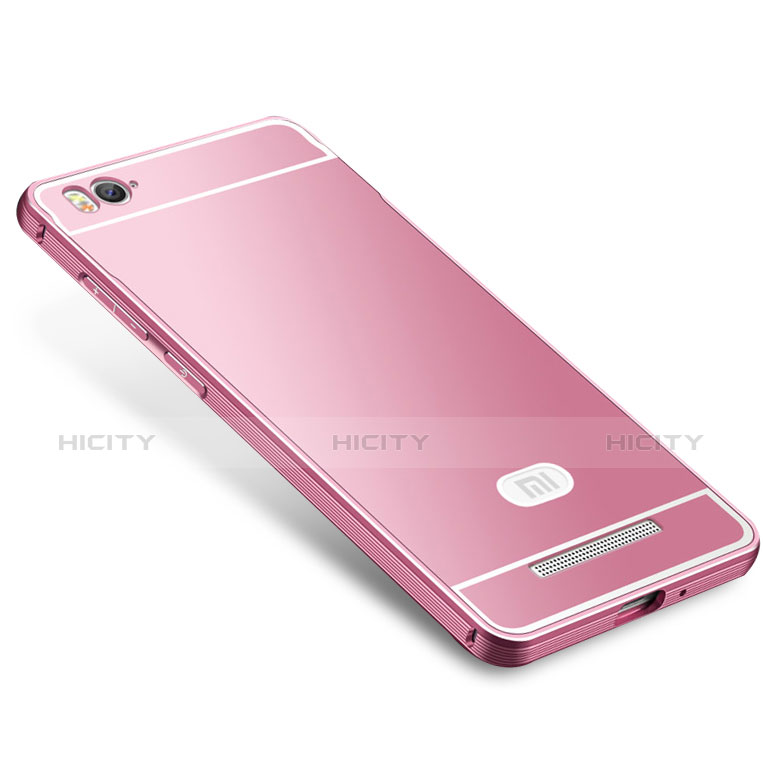 Schutzhülle Luxus Metall Rahmen und Silikon Schutzhülle Tasche M01 für Xiaomi Mi 4C Rosa