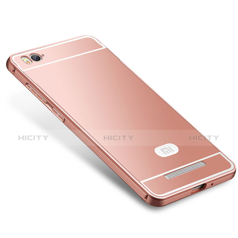 Schutzhülle Luxus Metall Rahmen und Silikon Schutzhülle Tasche M01 für Xiaomi Mi 4C Rosegold