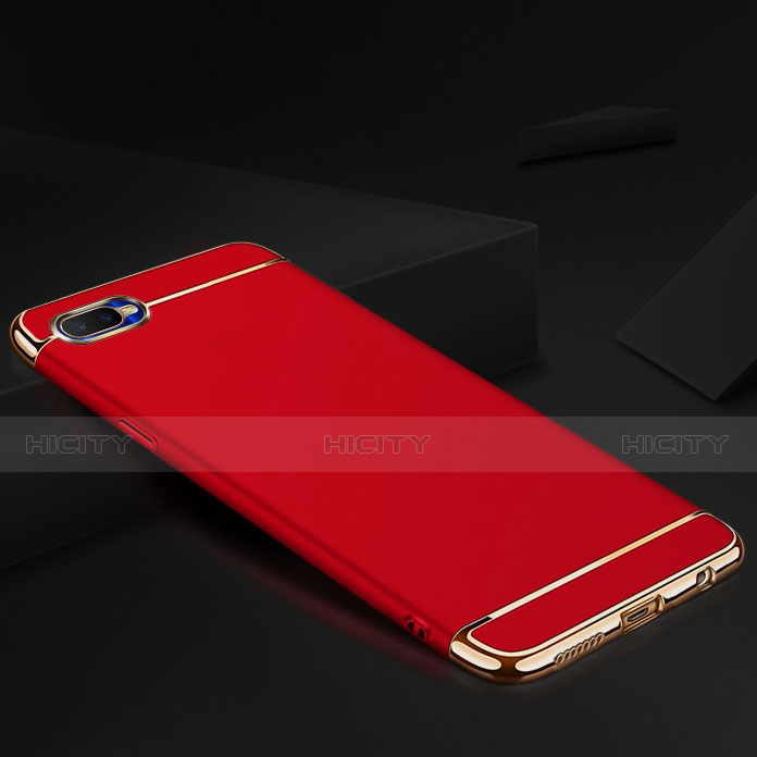 Schutzhülle Luxus Metall Rahmen und Silikon Schutzhülle Tasche M02 für Oppo K1 Rot