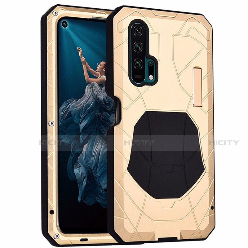 Schutzhülle Luxus Metall Rahmen und Silikon Schutzhülle Tasche T01 für Huawei Honor 20 Pro Gold