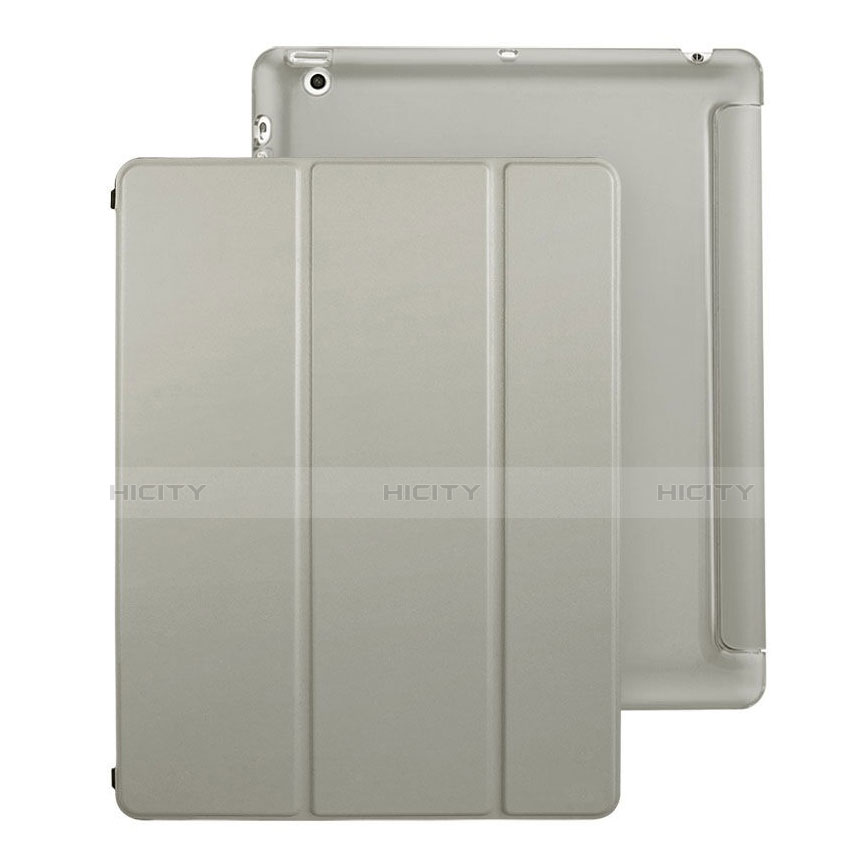 Schutzhülle Stand Tasche Leder für Apple iPad 2 Grau Plus