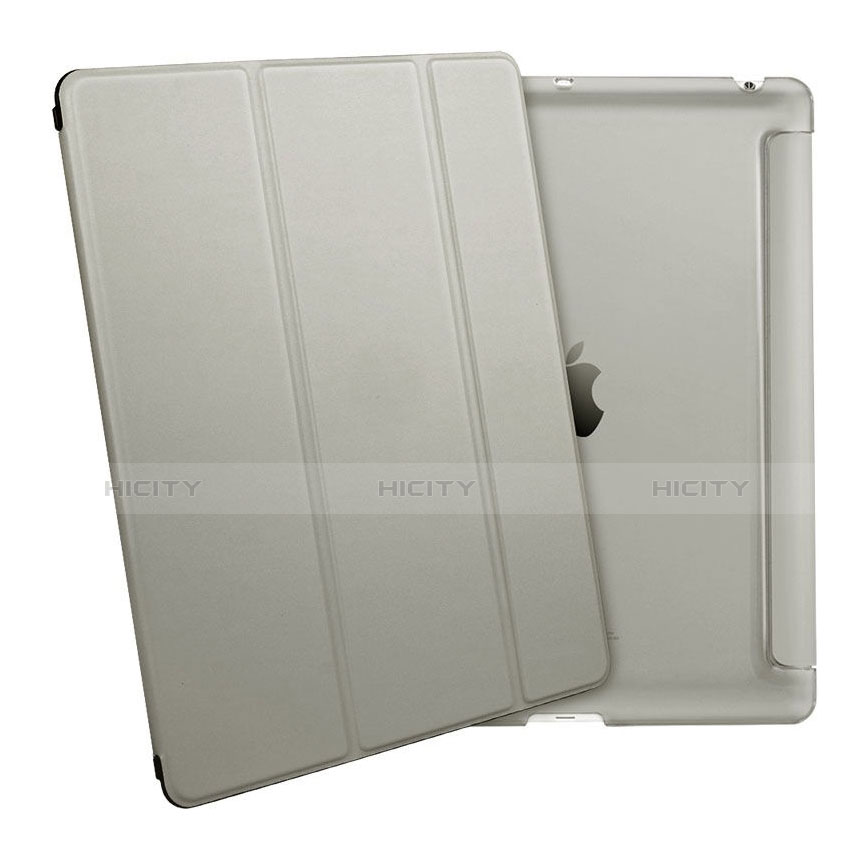 Schutzhülle Stand Tasche Leder für Apple iPad 2 Grau groß