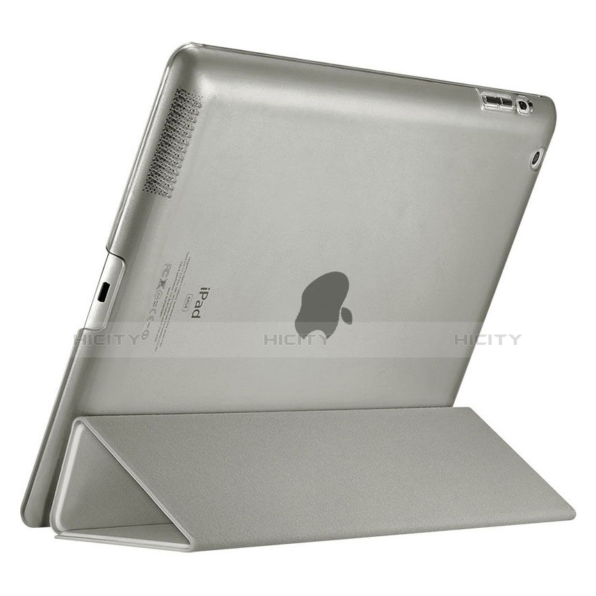 Schutzhülle Stand Tasche Leder für Apple iPad 2 Grau groß