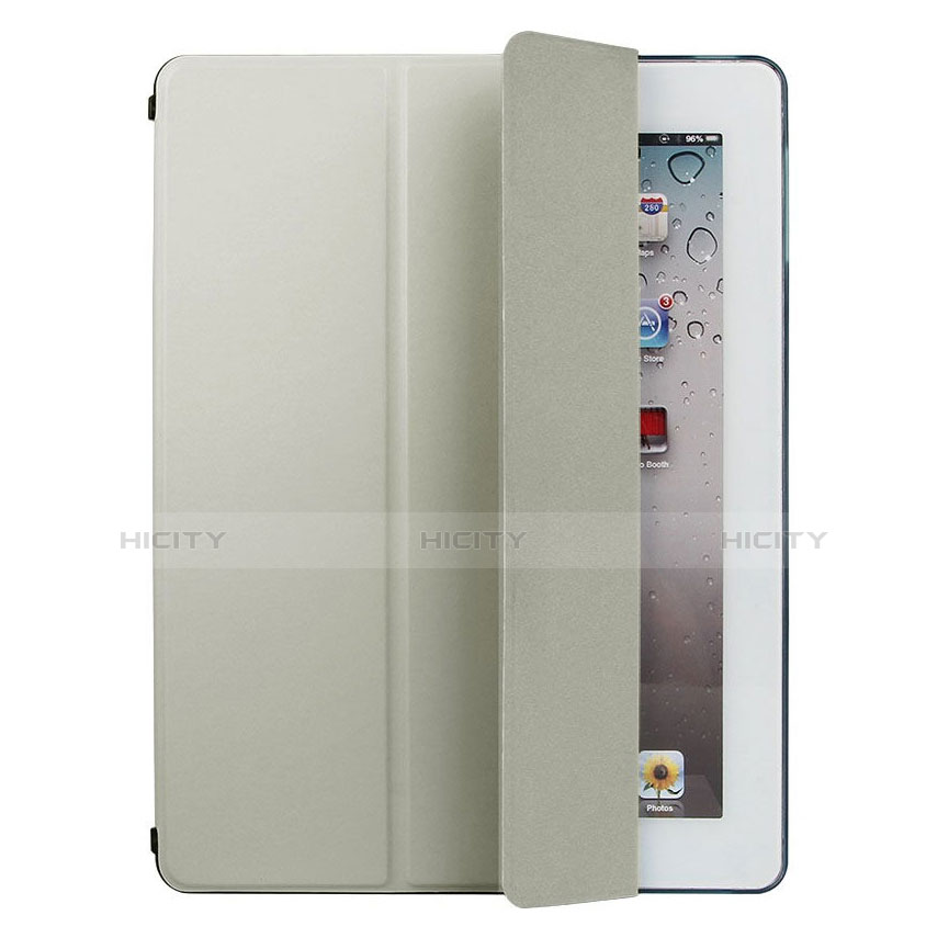 Schutzhülle Stand Tasche Leder für Apple iPad 2 Grau groß