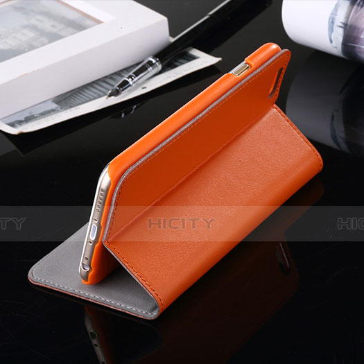 Schutzhülle Stand Tasche Leder für Apple iPhone 6 Orange