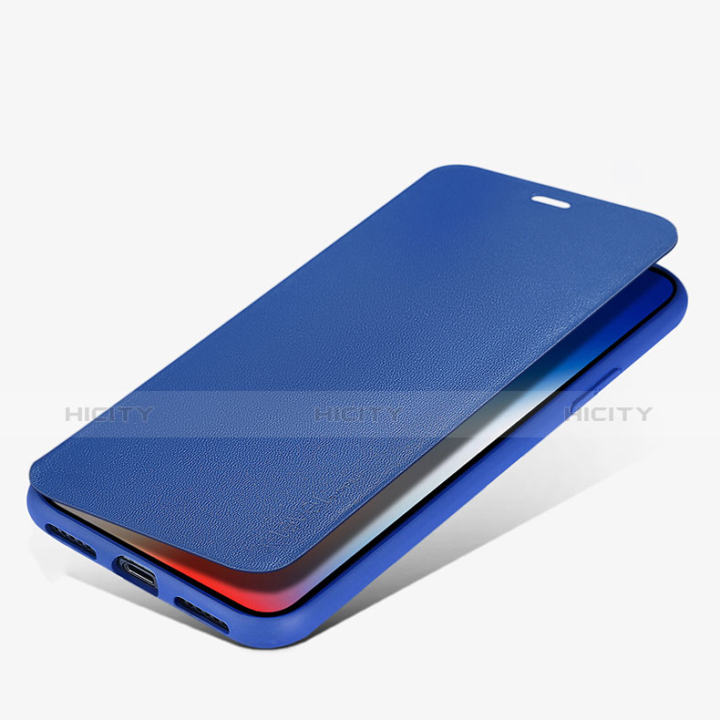 Schutzhülle Stand Tasche Leder für Apple iPhone X Blau