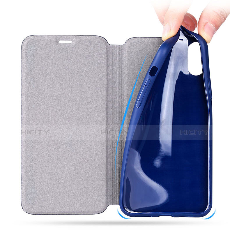 Schutzhülle Stand Tasche Leder für Apple iPhone X Blau