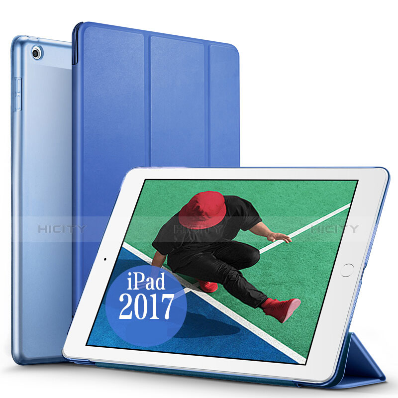 Schutzhülle Stand Tasche Leder für Apple New iPad 9.7 (2017) Blau groß