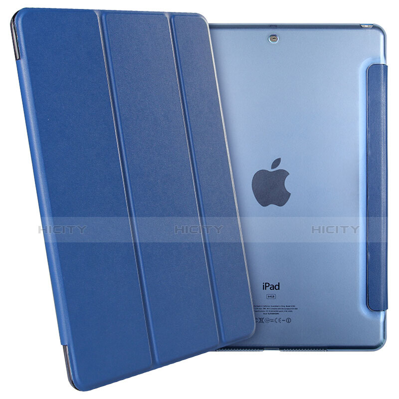 Schutzhülle Stand Tasche Leder für Apple New iPad 9.7 (2017) Blau groß