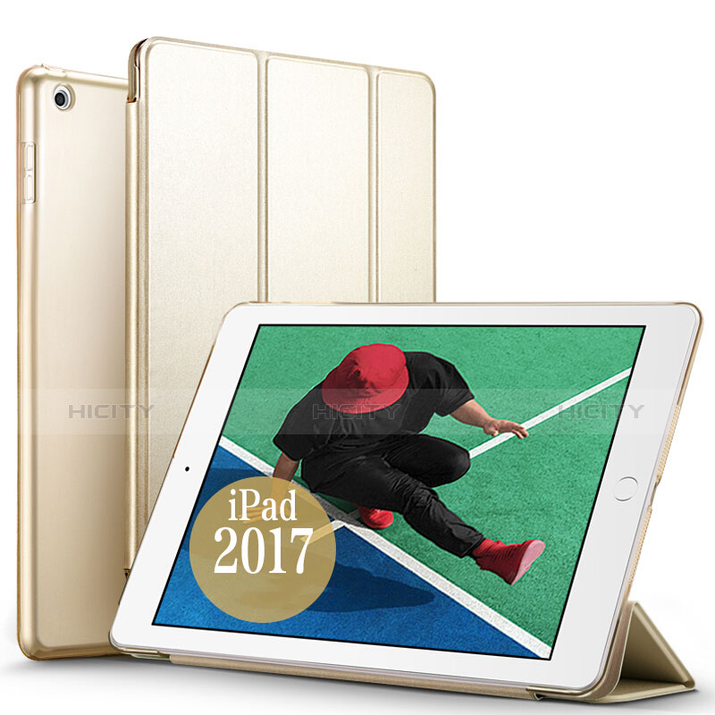 Schutzhülle Stand Tasche Leder für Apple New iPad 9.7 (2017) Gold