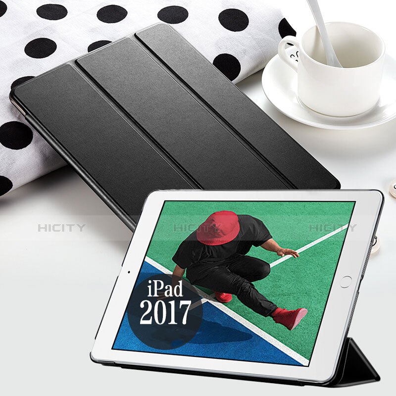 Schutzhülle Stand Tasche Leder für Apple New iPad 9.7 (2017) Schwarz