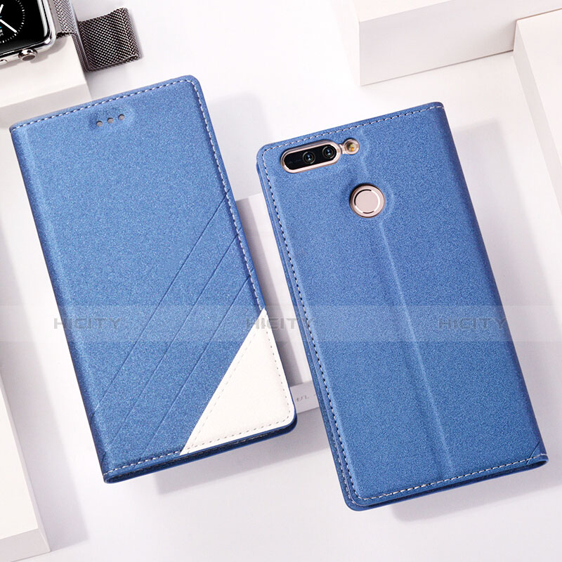 Schutzhülle Stand Tasche Leder für Huawei Honor 8 Pro Blau groß