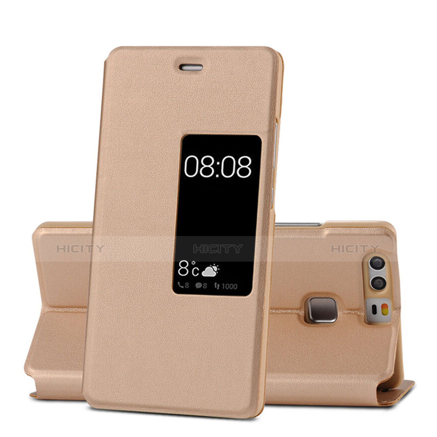 Schutzhülle Stand Tasche Leder für Huawei P9 Gold Plus