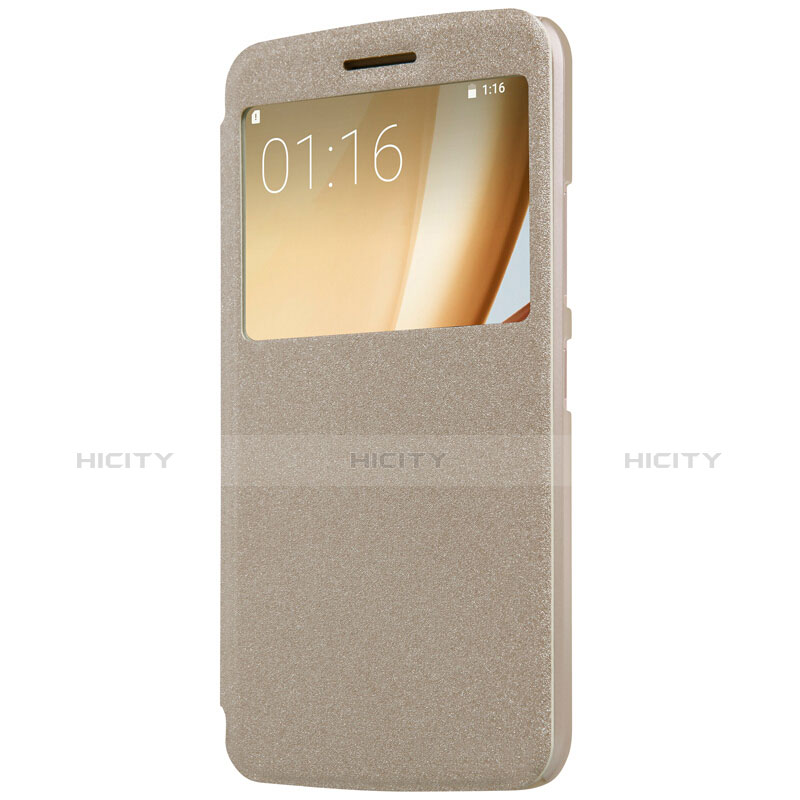 Schutzhülle Stand Tasche Leder für Motorola Moto M XT1662 Gold groß