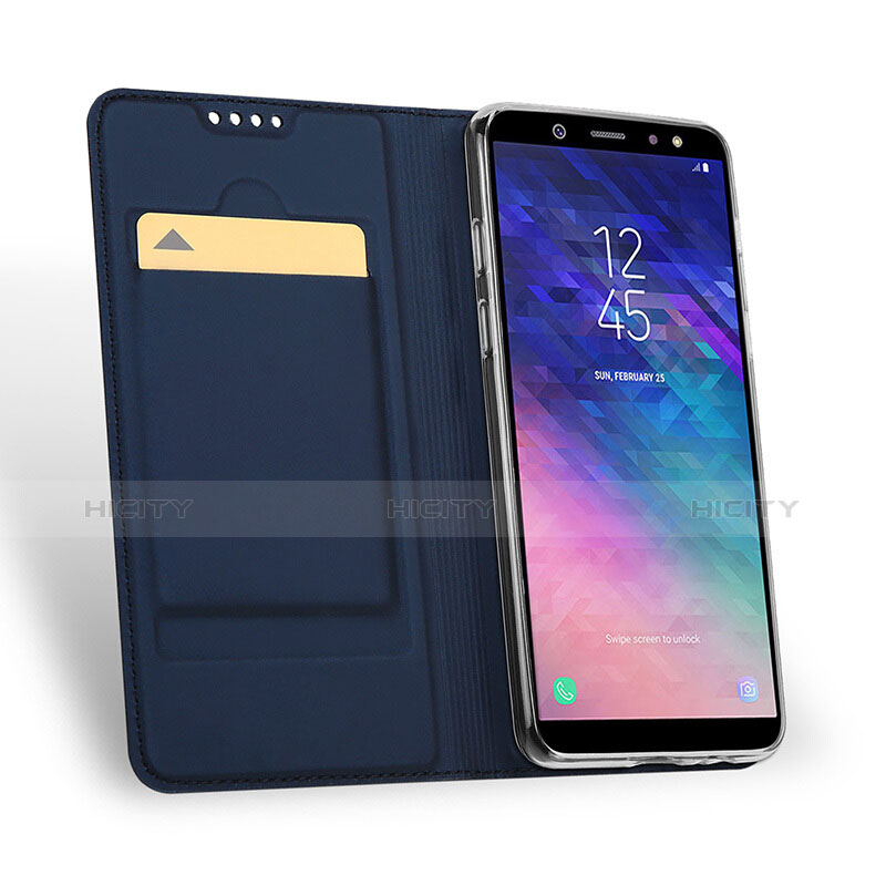 Schutzhülle Stand Tasche Leder für Samsung Galaxy A6 (2018) Dual SIM Blau