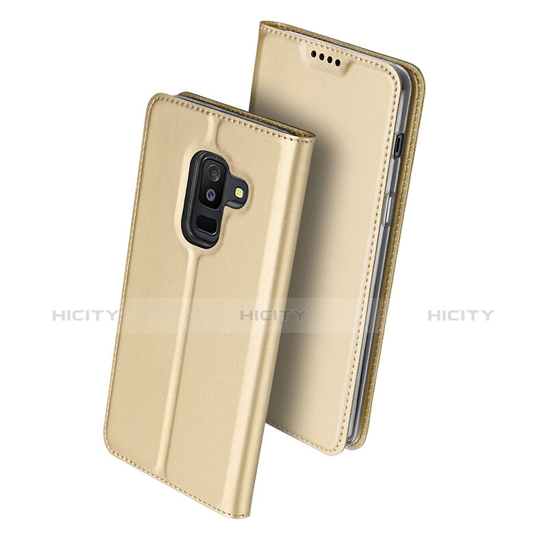 Schutzhülle Stand Tasche Leder für Samsung Galaxy A6 Plus (2018) Gold