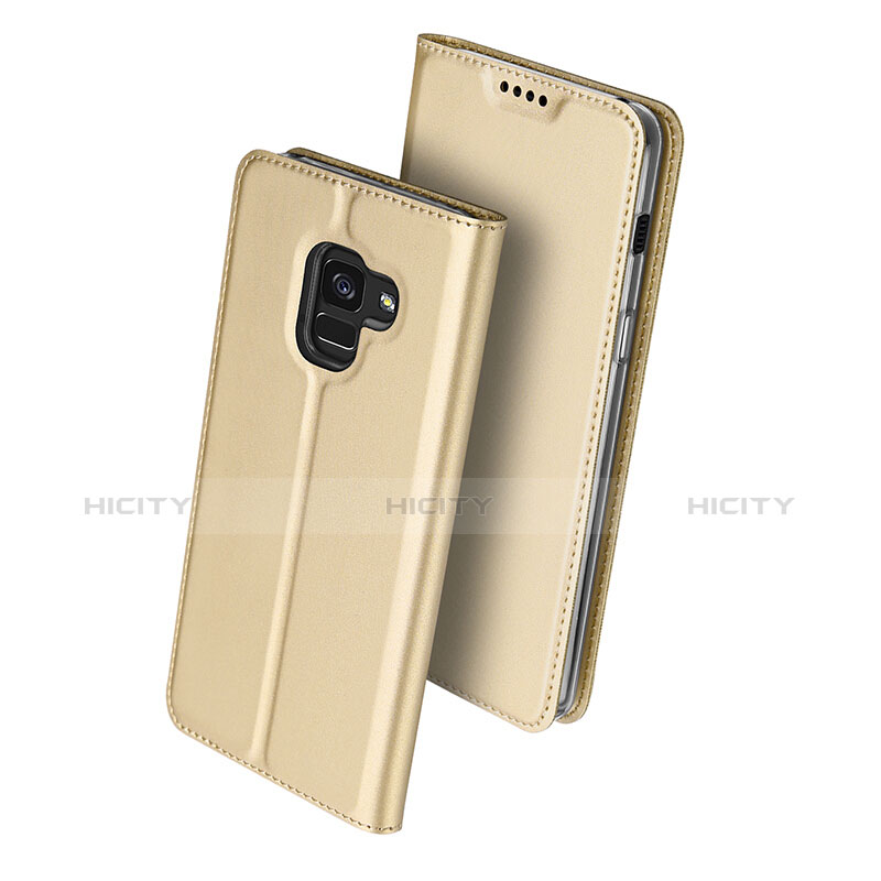 Schutzhülle Stand Tasche Leder für Samsung Galaxy A8 (2018) Duos A530F Gold