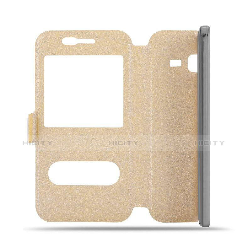 Schutzhülle Stand Tasche Leder für Samsung Galaxy J3 (2016) J320F J3109 Gold groß