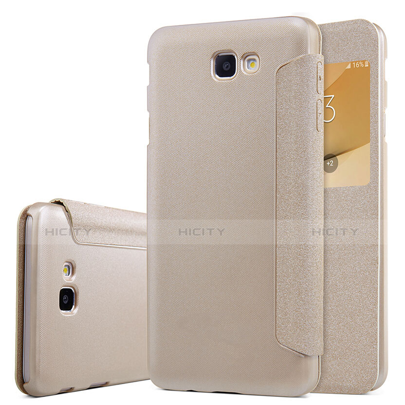 Schutzhülle Stand Tasche Leder für Samsung Galaxy J5 Prime G570F Gold