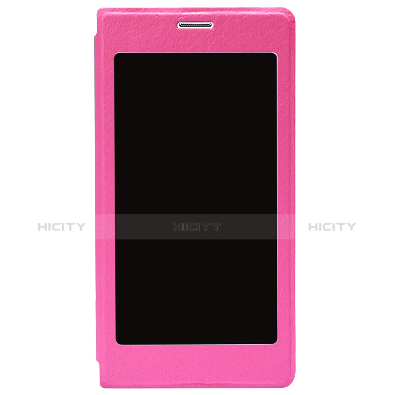 Schutzhülle Stand Tasche Leder für Samsung Galaxy S5 Duos Plus Pink groß