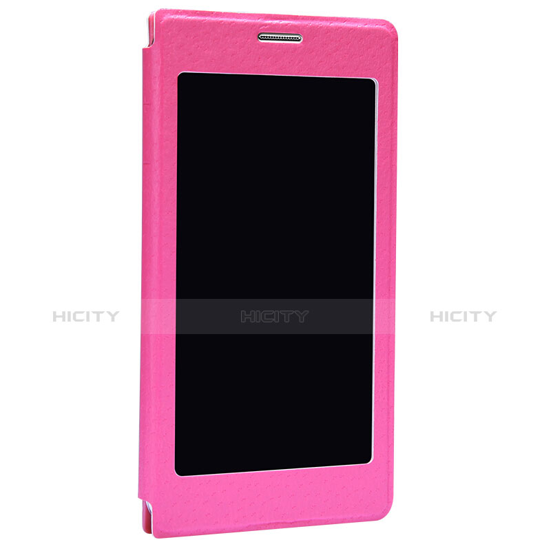 Schutzhülle Stand Tasche Leder für Samsung Galaxy S5 Duos Plus Pink groß