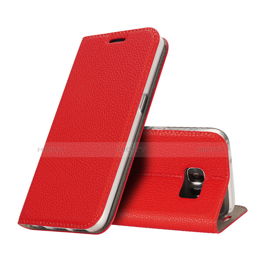 Schutzhülle Stand Tasche Leder für Samsung Galaxy S7 G930F G930FD Rot Plus