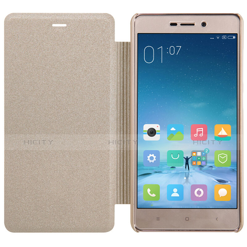 Schutzhülle Stand Tasche Leder für Xiaomi Redmi 3S Gold