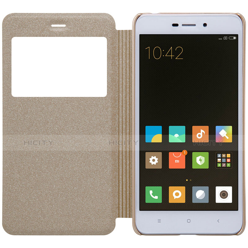 Schutzhülle Stand Tasche Leder für Xiaomi Redmi 4A Gold