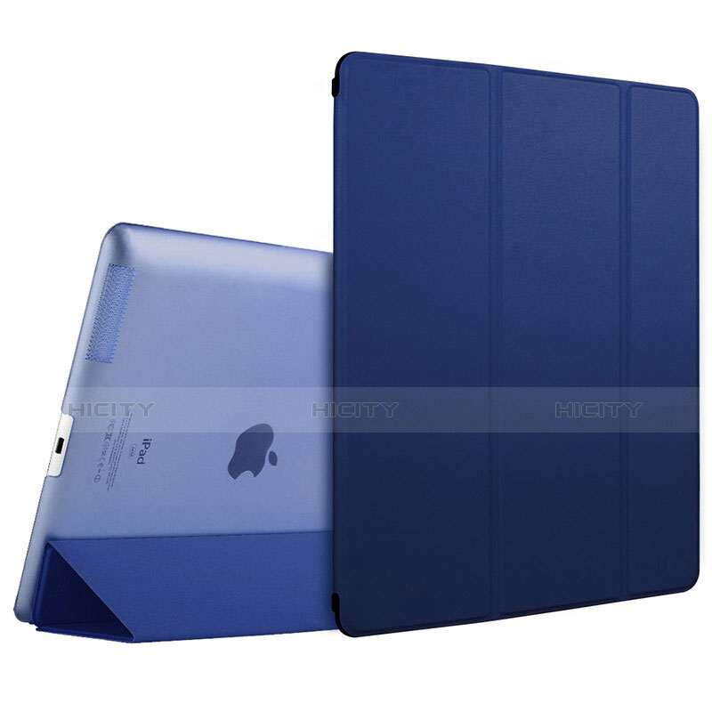 Schutzhülle Stand Tasche Leder L01 für Apple iPad 2 Blau