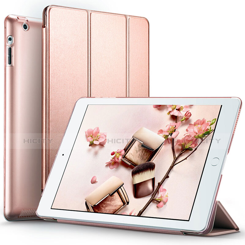 Schutzhülle Stand Tasche Leder L01 für Apple iPad 4 Rosegold