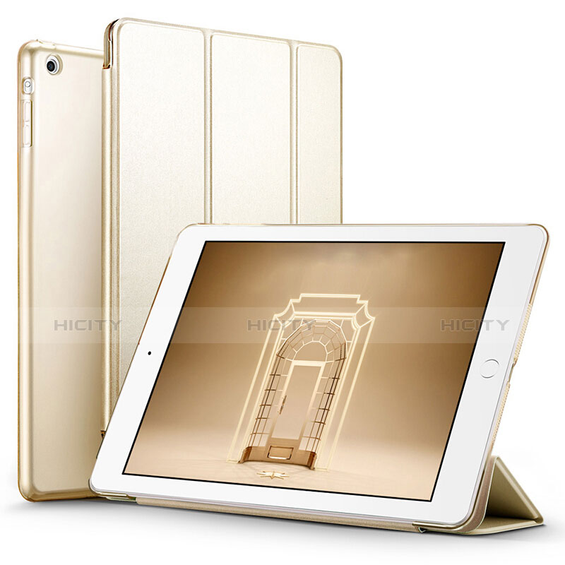 Schutzhülle Stand Tasche Leder L01 für Apple iPad Air Gold