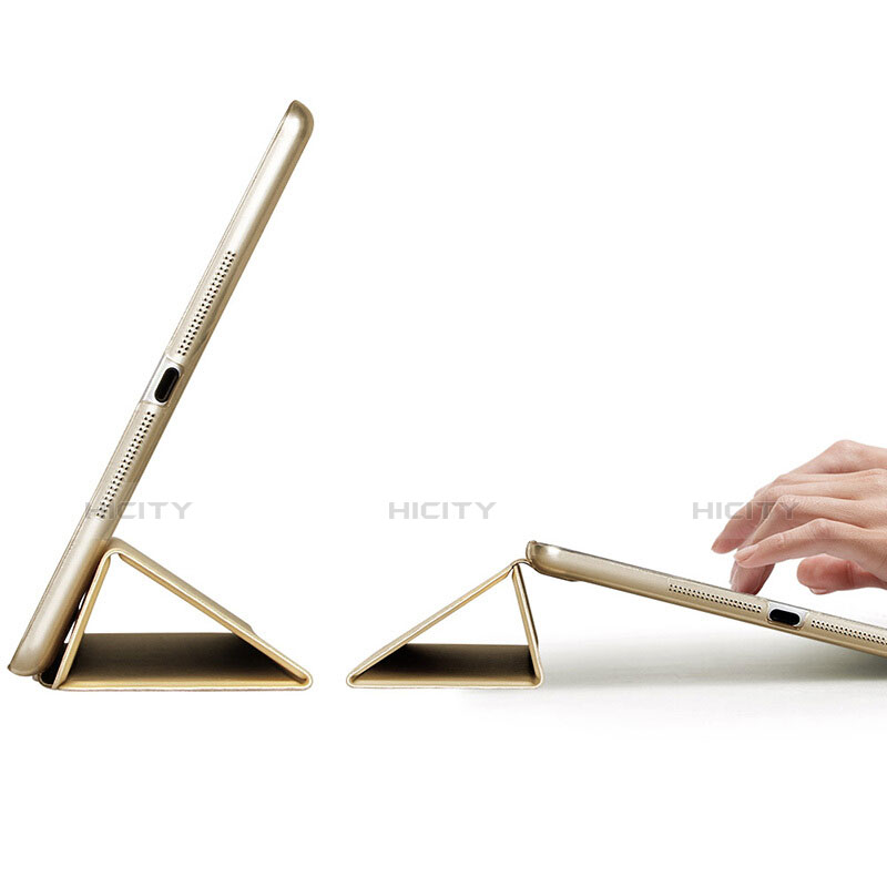 Schutzhülle Stand Tasche Leder L01 für Apple iPad Air Gold