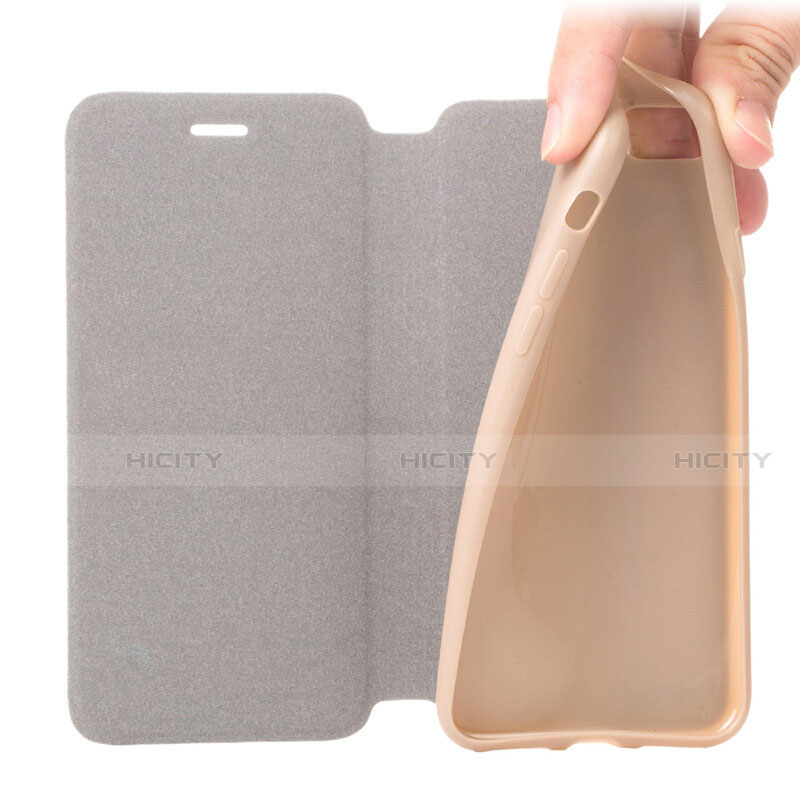 Schutzhülle Stand Tasche Leder L01 für Apple iPhone SE (2020) Gold groß