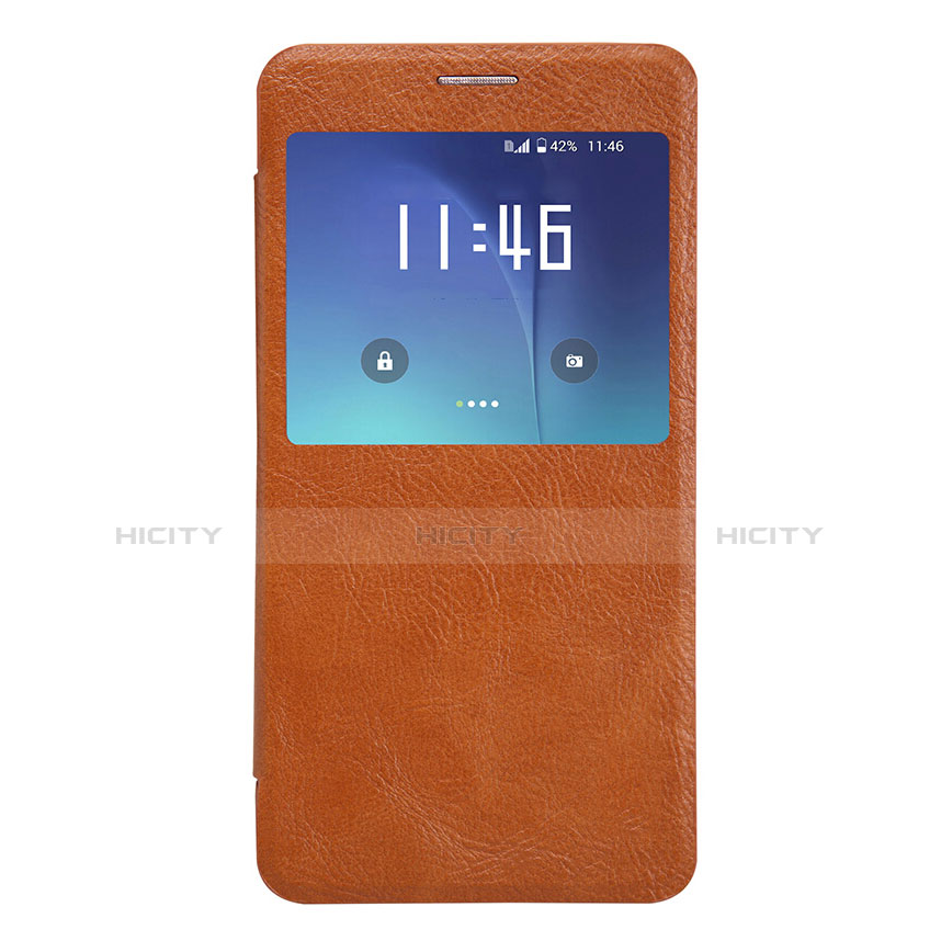 Schutzhülle Stand Tasche Leder L01 für Samsung Galaxy Note 5 N9200 N920 N920F Braun groß