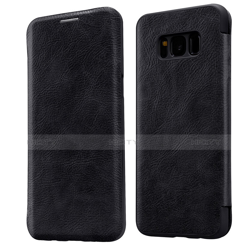 Schutzhülle Stand Tasche Leder L01 für Samsung Galaxy S8 Plus Schwarz