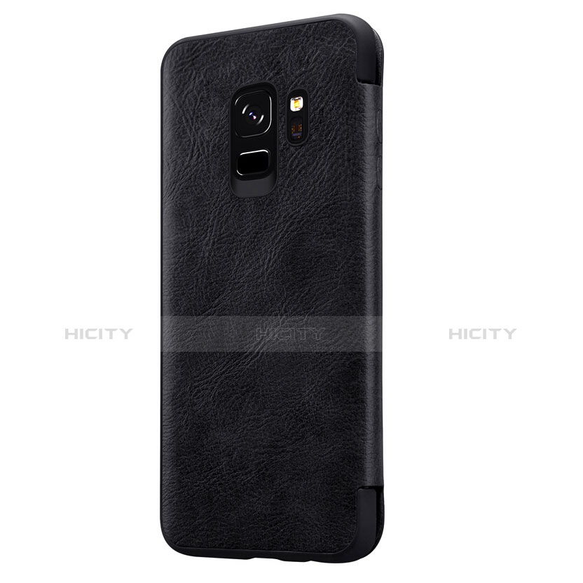 Schutzhülle Stand Tasche Leder L01 für Samsung Galaxy S9 Schwarz