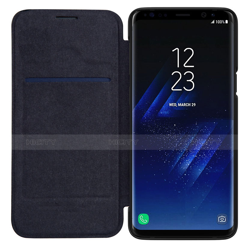 Schutzhülle Stand Tasche Leder L01 für Samsung Galaxy S9 Schwarz