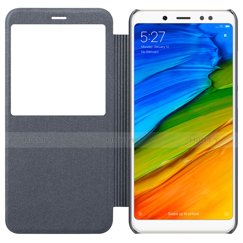 Schutzhülle Stand Tasche Leder L01 für Xiaomi Redmi Note 5 AI Dual Camera Grau